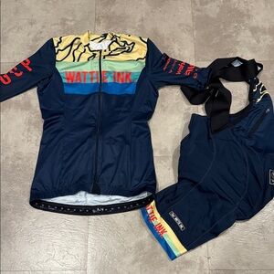 New Women's Wattie Ink Cycling bib Kit and Jersey gravel collective size small